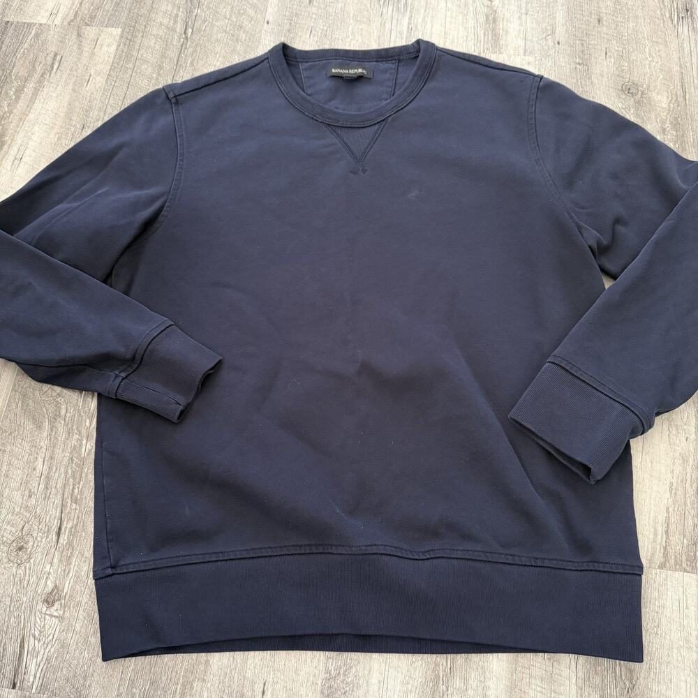 Banana Republic French Terry Sweatshirt Women Large Blue Terry Clean LS Pullover